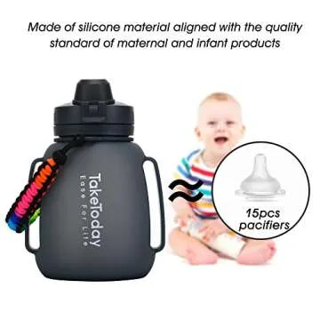 TakeToday 40 OZ Collapsible Water Bottle with Straw