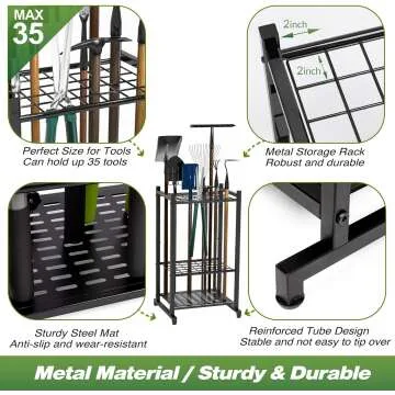 Garden Tool Organizer for Garage or Shed Storage