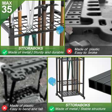 Garden Tool Organizer for Garage or Shed Storage