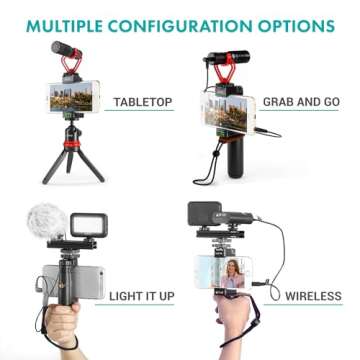 Movo V8 Huge Vlogging Kit for iPhone with Tripod, Grip, Microphones, LED Lights, and Wireless Remote...