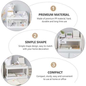 Hemoton Desktop Storage Rack Organizer Double-Layer Cosmetic Stationery Storage Holder Table Sundrie...