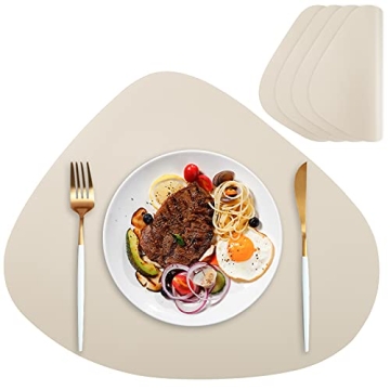 Punkspace Modern Placemats Set of 4,Faux Leather Placemats for Kitchen Table and Dining Room,Waterpr...