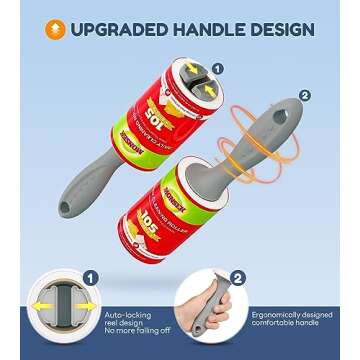 MONSEK 4X Extra Sticky Lint Roller for Pet Hair, Lint Rollers 315 Sheets Mega Value Set, Pet Hair Remover with 3 Upgraded Handle 3 Rollers, Portable Lint Remover for Clothes, Furniture, Dog & Cat Hair