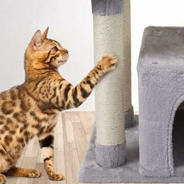 FISH&NAP Cute Cat Tree Kitten Cat Tower for Indoor Cat Condo Sisal Scratching Posts with Jump Platform Cat Furniture Activity Center Play House Grey