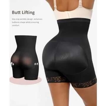 FeelinGirl Fajas Moldeadoras de Cintura y Abdomen Shapewear Tummy Control Butt Lifting Thigh Slimmer Black M