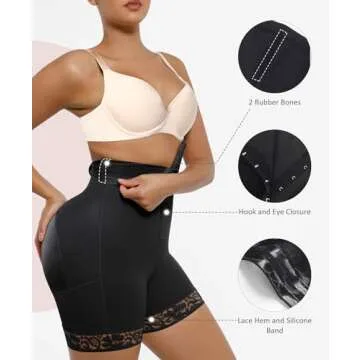 FeelinGirl Fajas Moldeadoras de Cintura y Abdomen Shapewear Tummy Control Butt Lifting Thigh Slimmer Black M