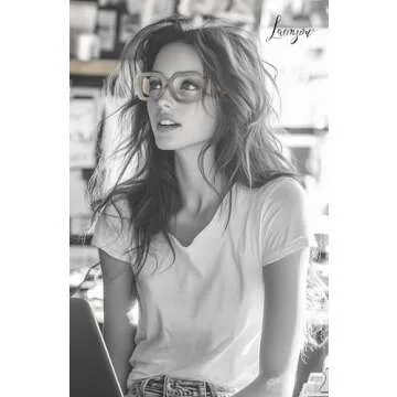 Laemzinv Oversized Square Blue Light Glasses for Women, Large Thick Frame Reading Blocker, Big Reader for Computer Eyewear and Gaming Glasses LA022 (A7 | GREY)