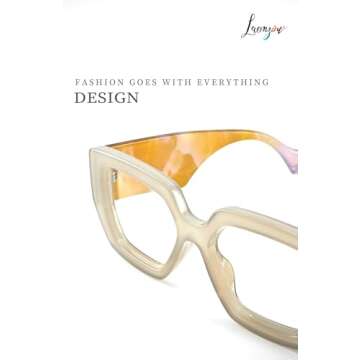 Laemzinv Oversized Square Blue Light Glasses for Women, Large Thick Frame Reading Blocker, Big Reader for Computer Eyewear and Gaming Glasses LA022 (A7 | GREY)