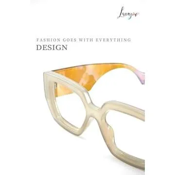 Laemzinv Oversized Square Blue Light Glasses for Women, Large Thick Frame Reading Blocker, Big Reader for Computer Eyewear and Gaming Glasses LA022 (A7 | GREY)