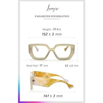 Laemzinv Oversized Square Blue Light Glasses for Women, Large Thick Frame Reading Blocker, Big Reader for Computer Eyewear and Gaming Glasses LA022 (A7 | GREY)