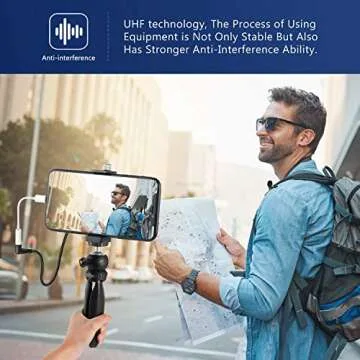 FULAIM Wireless Lavalier Microphone System for iPhone 11 XR Max 8 Plus 7 6 SE Android Smartphone, DSLR Camera-Professional Lapel Microphone System for Interview YouTube Vlogging Video Recording(MX11)