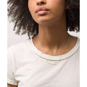 MOMOL Bar Pendant Initial Necklace 18K Gold Plated Stainless Steel Bar Necklace Dainty Delicate Initial Necklace Simple Personalized Name Letter M Necklace for Women