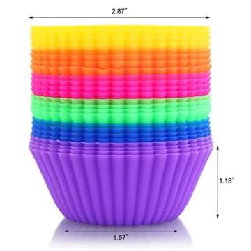 New Star Foodservice Silicone Baking Cups - Set of 24 Colorful Liners