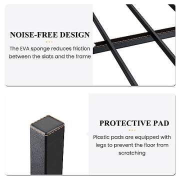 SHA CERLIN 14 Inch Queen Size Metal Platform Bed Frame with Wooden Headboard and Footboard, Mattress Foundation, No Box Spring Needed, Large Under Bed Storage, Non-Slip Without Noise, Black Oak