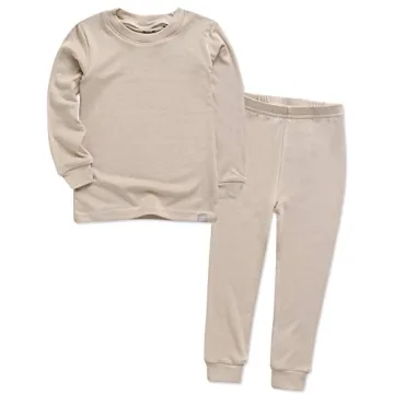Vaenait Kids Toddler Long Sleeve Modal Sleepwear Pajamas 2pcs Set Modal Beige XXS