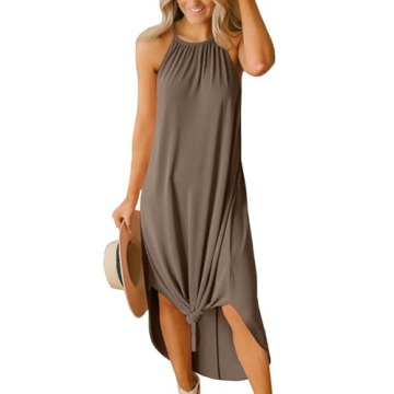 For G and PL Women Summer Luau Casual Tropical Dresses Cotton Casual Dinner Clothes Khaki L