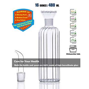 HAIZEEN 16 oz/480ml Non-Drip Olive Oil Dispenser Bottle 100% Glass Oil Carafe Decanter for Kitchen O...