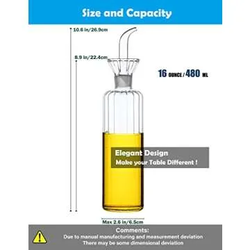 HAIZEEN 16 oz/480ml Non-Drip Olive Oil Dispenser Bottle 100% Glass Oil Carafe Decanter for Kitchen Oil & Vinegar Cruet for Cooking & BBQ