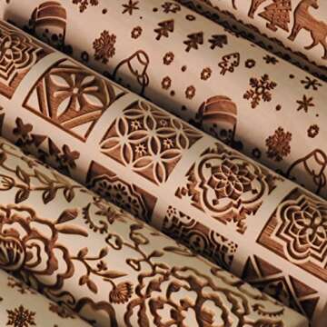 OLETNY Embossed Rolling Pin for Decorative Baking