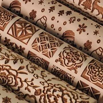 OLETNY Embossed Rolling Pin for Decorative Baking