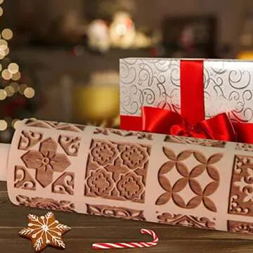OLETNY Embossed Rolling Pin for Decorative Baking