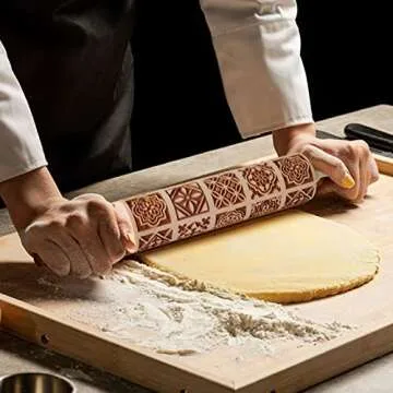 OLETNY Embossed Rolling Pin for Decorative Baking