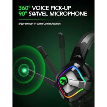 ZIUMIER Z66 Gaming Headset, Wired, Over-Ear, Noise Cancelling Mic, RGB Light, Stereo Surround Sound, Compatible with PS4, PS5, Xbox One, Laptop (Green)