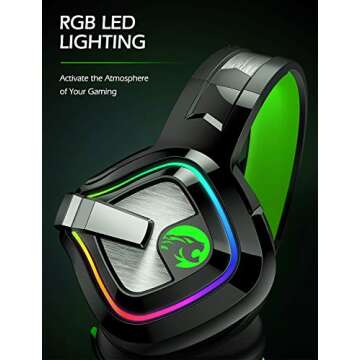 ZIUMIER Z66 Gaming Headset, Wired, Over-Ear, Noise Cancelling Mic, RGB Light, Stereo Surround Sound, Compatible with PS4, PS5, Xbox One, Laptop (Green)