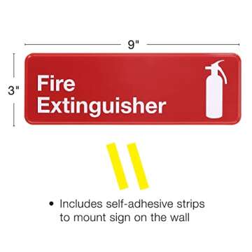 Fire Extinguisher 9x3" Plastic Business Sign 3 Pack - Bold Visibility Red