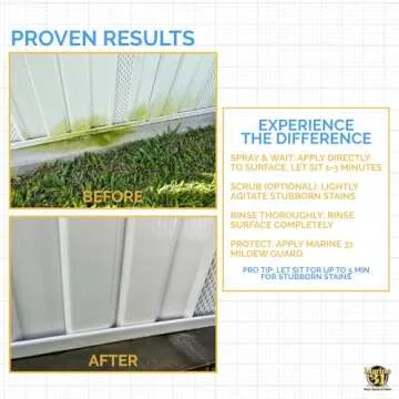 Marine 31 Mildew Stain Remover Gel Cleaner Kit - Marine & Boat, Home & Patio, Bathroom & Shower Cleaner, 20 Oz. Bottle - Includes Interior Scrub Brush & Two Microfiber Towels