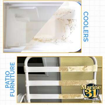 Marine 31 Mildew Stain Remover Gel Cleaner Kit - Marine & Boat, Home & Patio, Bathroom & Shower Cleaner, 20 Oz. Bottle - Includes Interior Scrub Brush & Two Microfiber Towels