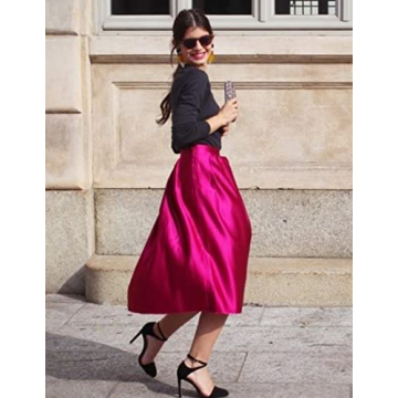 Zeagoo Women's Elegant Satin Midi Skirt for Summer