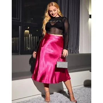 Zeagoo Women's Elegant Satin Midi Skirt for Summer