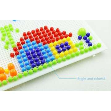 Suekoop Creative Mosaic Pegboard Educational Toys Children(Random Colors)