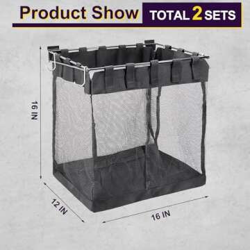 2 Packs Mesh Slatwall Baskets, 16x16x12 Inch Large Slat Wall Mesh Baskets with 4 Hooks, 13.3 Gallon ...
