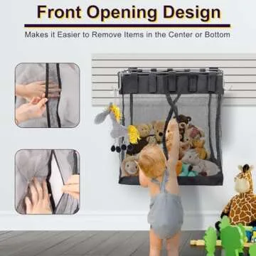 2 Packs Mesh Slatwall Baskets, 16x16x12 Inch Large Slat Wall Mesh Baskets with 4 Hooks, 13.3 Gallon Mounted Hanging Slatwall Baskets for Shop Garage Gym Toy Display Storage Panel Accessories