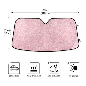 Blueangle Car Sunshade With Pink Glitter Texture Style