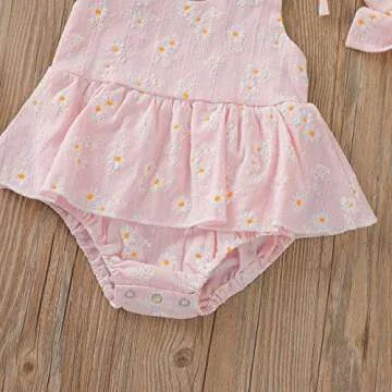 Stylish Baby Girls Daisy Romper with Headband