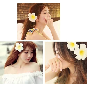 Vibrant Hawaiian Flower Clips for Women and Girls - 6pc Set