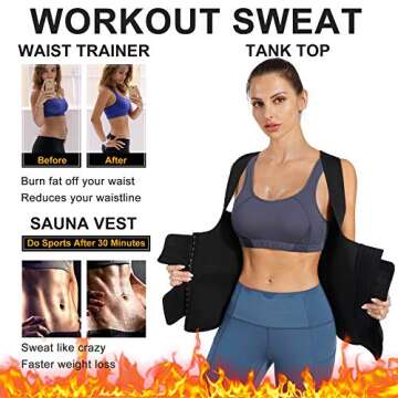 Nebility Women Sauna Sweat Vest Hot Neoprene Sauna Suit Weight Loss Workout Top Waist Trainer Shirt ...