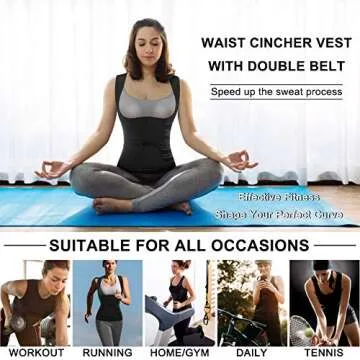 Nebility Women Sauna Sweat Vest Hot Neoprene Sauna Suit Weight Loss Workout Top Waist Trainer Shirt Body Shaper (3X-Large, Black)