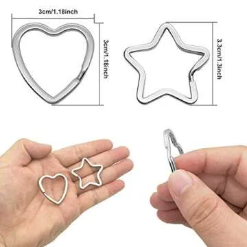 50pcs Star Shaped Split Key Rings for Craft,Heart Shaped Key Rings,Metal Split Key Rings for Home Car/Keys DIY Keychain Bulk Crafts/Key Accessories Connector/Lanyards(Sliver)