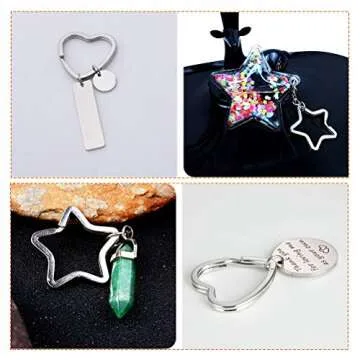 50pcs Star Shaped Split Key Rings for Craft,Heart Shaped Key Rings,Metal Split Key Rings for Home Car/Keys DIY Keychain Bulk Crafts/Key Accessories Connector/Lanyards(Sliver)
