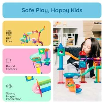PicassoTiles Marble Run 120 Piece Magnetic Building Blocks Magnet Tile Construction Toy Playset STEM Learning Educational Block Child Brain Development Kids Toys for Boys and Girls Age 3 and Up