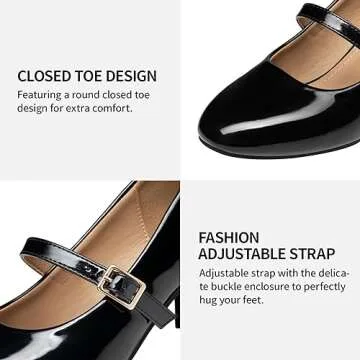 Stylish Trary Mary Jane Heels for Women - Elegant Black Pumps