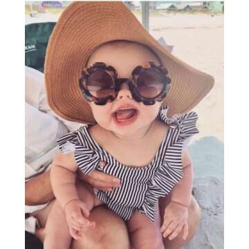 ADE WU Sunglasses for Kids Toddler Girls Boys Children Flower Sun Glasses UV 400 Protection (Tortoise shell Frame Brown Lense)