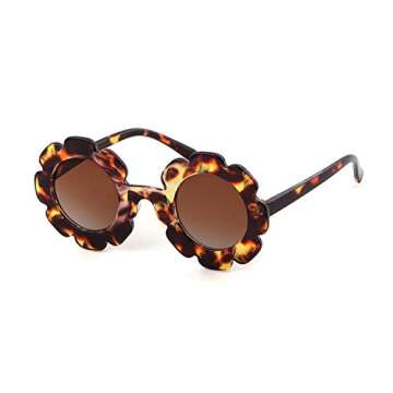 ADE WU Sunglasses for Kids Toddler Girls Boys Children Flower Sun Glasses UV 400 Protection (Tortoise shell Frame Brown Lense)
