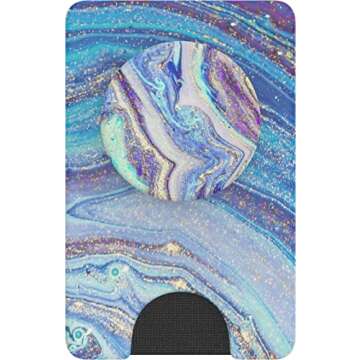 PopSockets Phone Wallet with Expanding Phone Grip, Phone Card Holder, Graphic PopWallet - Lilac Agate