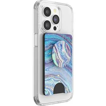 PopSockets Phone Wallet with Expanding Phone Grip, Phone Card Holder, Graphic PopWallet - Lilac Agate