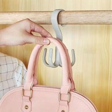 LAVEN 10Pcs 4 Prong Rotating Hook, 360 Degree Rotation Hat Display Hanger, Storage Hook for Kitchen,...